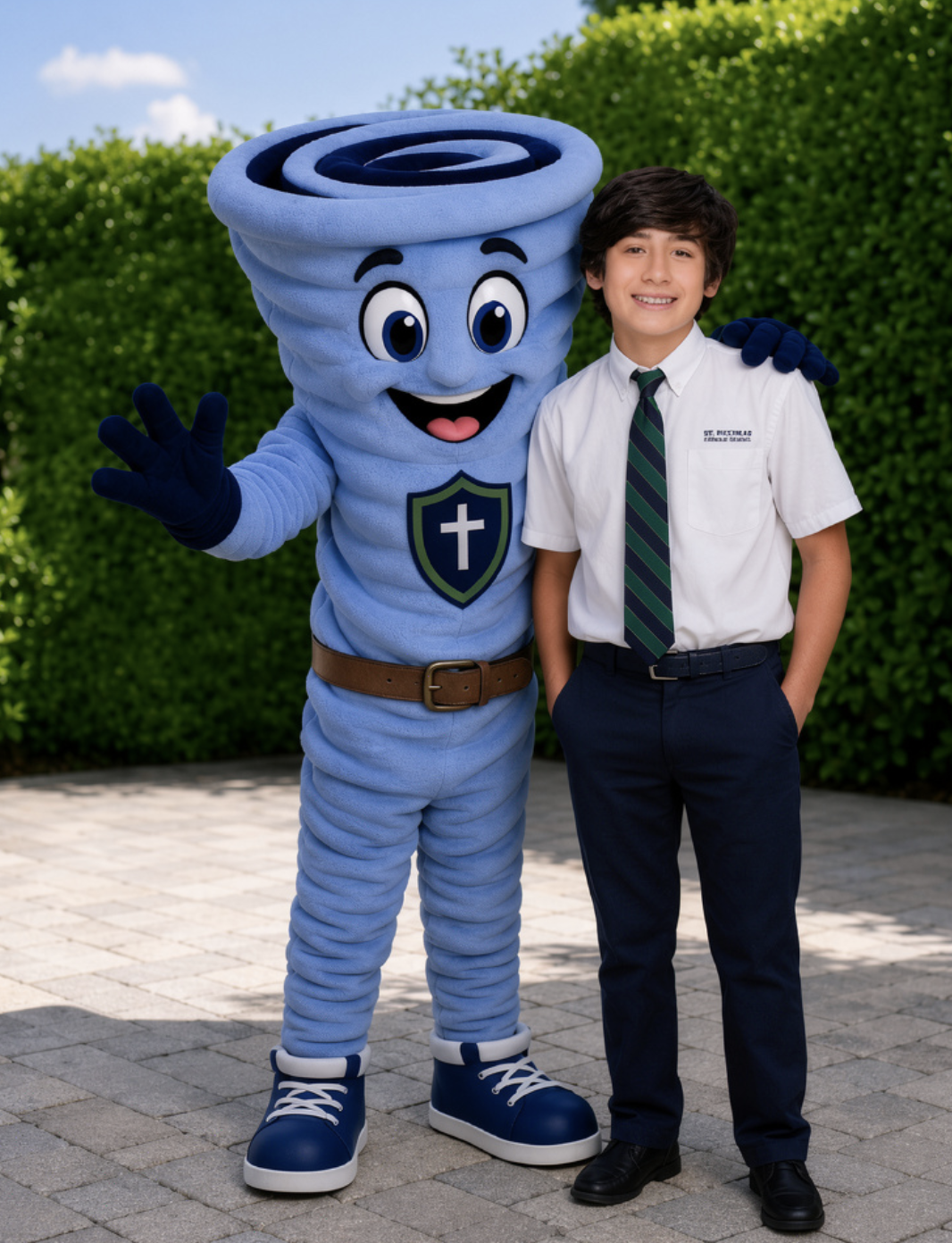 Stefano with the STA Tornado mascot